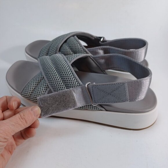 Ugg Nella Slingback Sandals Gray Mesh Strappy Criss Cross Wedge Womens 8 - Picture 9 of 16